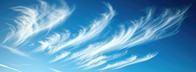 Clear blue sky with white clouds in a minimalist style, perfect for banners and simple backgrounds. High-resolution photography with bright natural light and sharp focus.