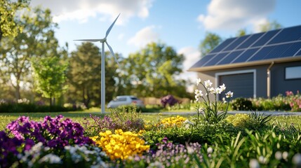 High-tech mini wind turbine farm with compact design and advanced technology, optimized for efficient energy generation in small spaces, showcasing innovation in renewable energy