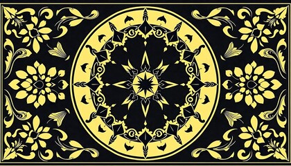 Naklejka premium Elegant Black and Gold Floral Mandala Design
