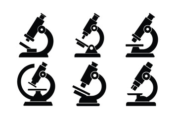 set of Microscope logo on white background