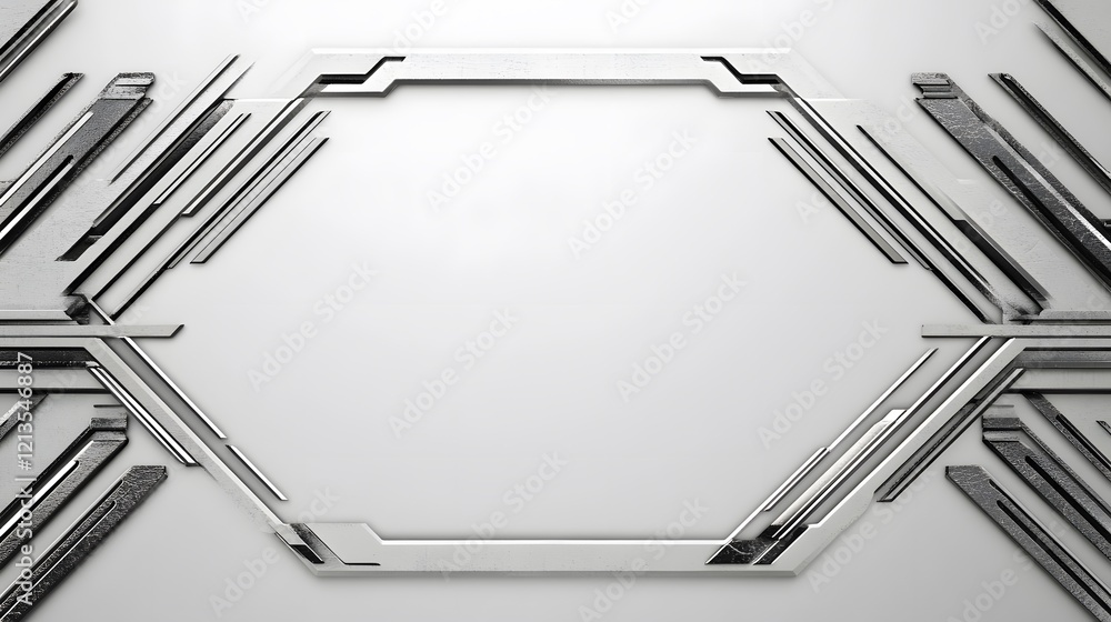 Poster abstract hexagonal metallic frame design