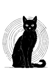 Obraz premium Cat . Animal black and white illustration . Logo design, for use in graphics.