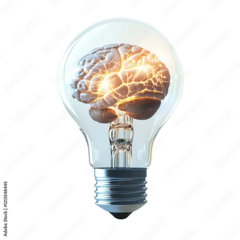 Poster the image depicts a human brain inside a lightbulb, symbolizing the generation of ideas and creative