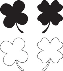  set of four clover silhouette vector
