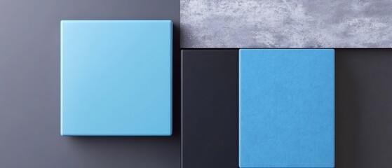 Obraz premium Abstract Blue Blocks Minimalist Design Soft Light. AI Generated