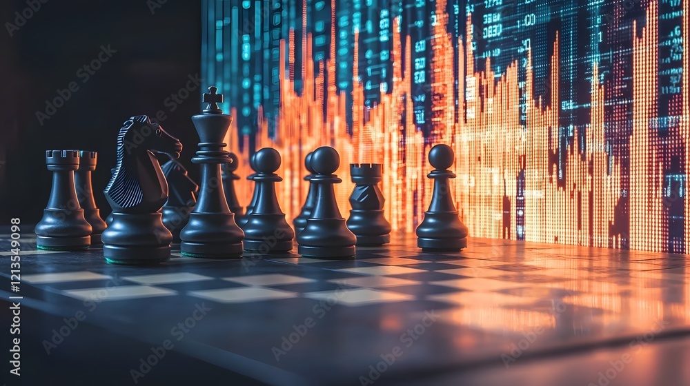 Poster strategizing financial insights with chess and data analytics a conceptual image combining the strat