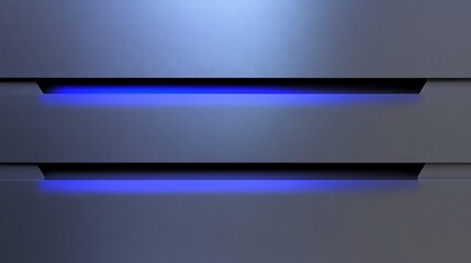 Obraz premium Cool Blue LED Lights Illuminate Sleek Dark Gray Surface. AI Generated