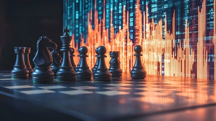 Strategizing Financial Insights with Chess and Data Analytics   A conceptual image combining the strategic elements of chess with the data driven insights of financial analysis
