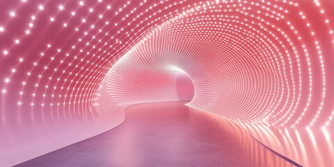 Pink LED Tunnel: An immersive, otherworldly experience unfolds within a mesmerizing pink LED tunnel, its swirling patterns of light creating a sense of wonder and mystery. The path ahead beckons.