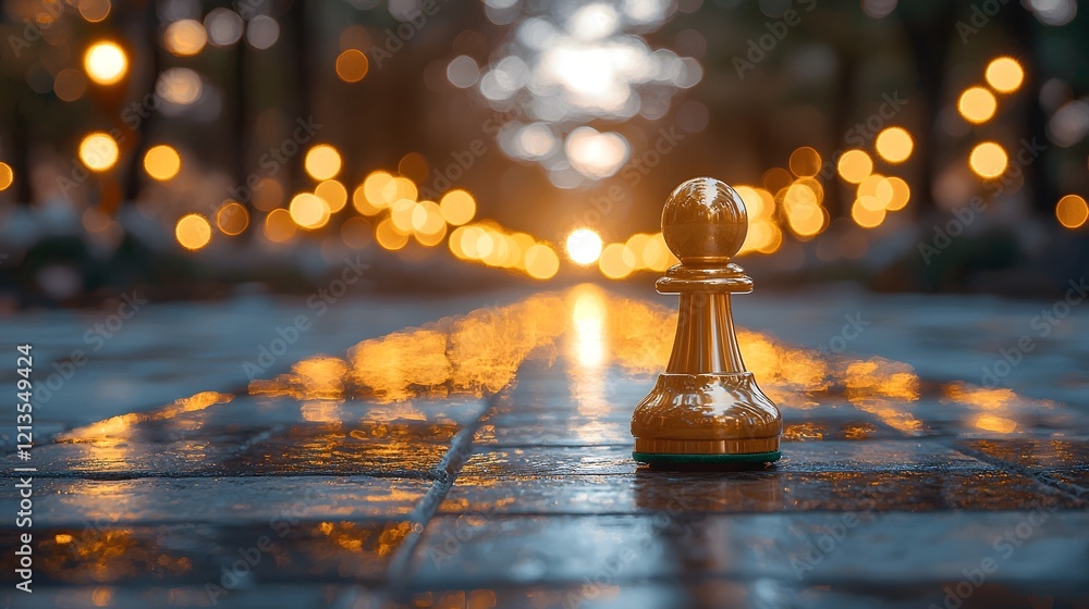 Aufkleber golden chess pawn moving forward with the glow of light symbolizing progress vision and the path to 