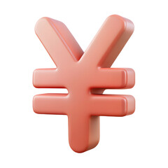 Obraz premium Japanese Yen currency symbol isolated Transparent background. Cartoon plastic style icon