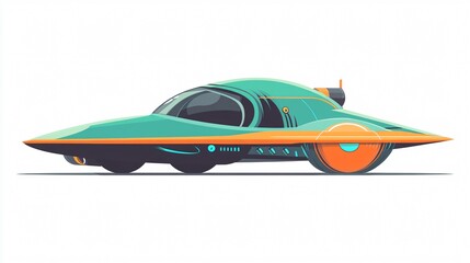 Futuristic Spacecraft for Transporting People and Goods on Wide Street