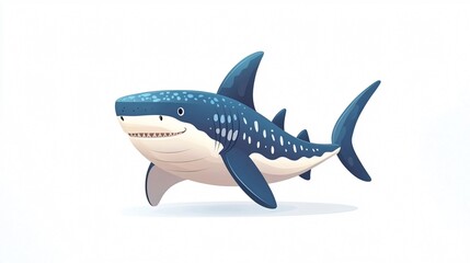 Naklejka premium Colorful Whale Shark Cartoon Vector Illustration Isolated on White Background