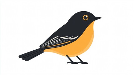 Fototapeta premium Bird Icon in Gold and Black Wide Angle Centered Composition