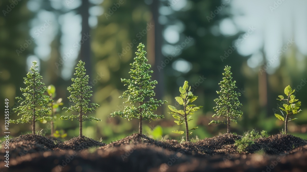 Aufkleber a group of trees are growing in a field. generative ai