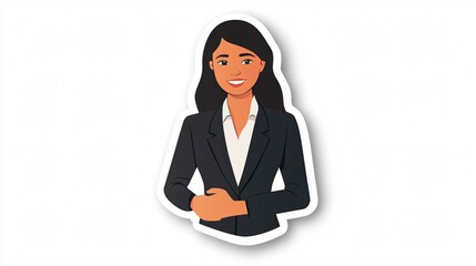 Professional businesswoman shaking hands sticker for business usage in modern office setting