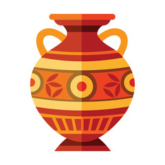 Illustration of Ornate flower vase with ancient potter on white