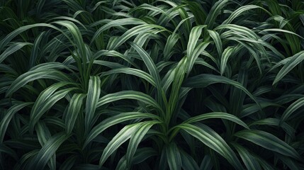 Fototapeta premium Lush Green Tropical Foliage: A Dark and Moody Botanical Image