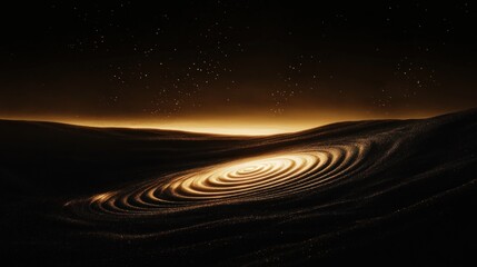Fototapeta premium Golden Hour on an Alien Planet: A Serene, Cosmic Landscape