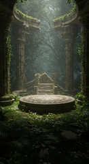 Ancient Forest Shrine Product Display Platform Ideal for Designers and Product Creators