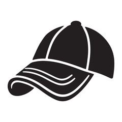 Cap Silhouette Vector Illustration, Solid White Background.