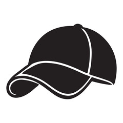Cap Silhouette Vector Illustration, Solid White Background.