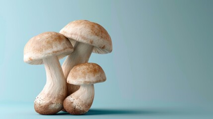 Mushroom on a neutral background, beautiful outdoor mushroom. Background serene, mushroom notable.