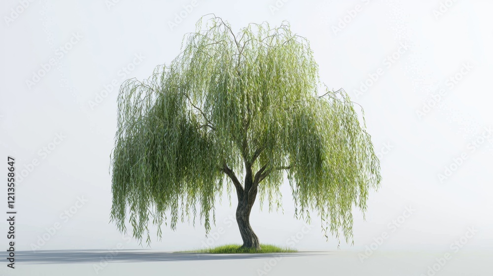 Aufkleber a large tree with long branches is standing in a field. generative ai