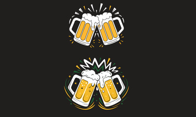 Vector image of two mugs of beer