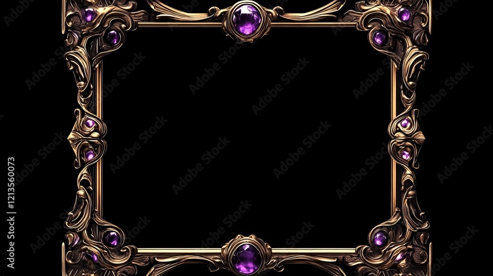 Aufkleber vintage fantasy golden frames for rpg game ui design. vector cartoon set of empty square banners wit