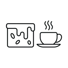 Coffee glass drink and brownies food icons with a warm and delightful design