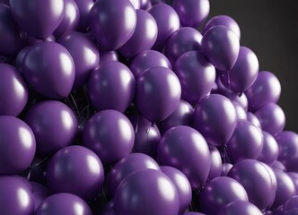 Fototapeta premium An eye-catching setup of multiple balloons in different shades of purple, stacked on top of each other, creating a dramatic visual effect, layered scenery , geometric pattern