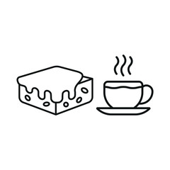 Coffee glass drink and brownies food icons with a warm and delightful design
