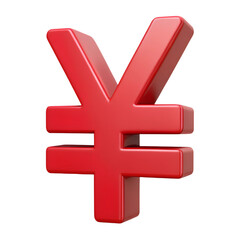 Obraz premium Japanese Yen currency symbol isolated Transparent background. Cartoon plastic style icon