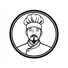 Chef silhouette in circle, food, cooking, restaurant
