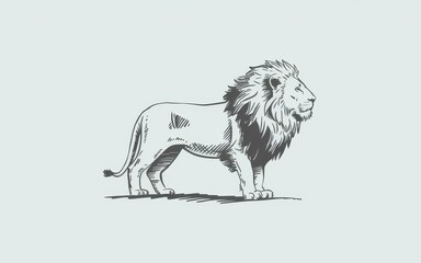 Majestic Lion Standing Proudly in Profile