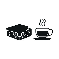 Coffee glass drink and brownies food icons with a warm and delightful design