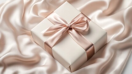 Classic gift box wrapped in satin ribbon isolated on white perfect for marketing