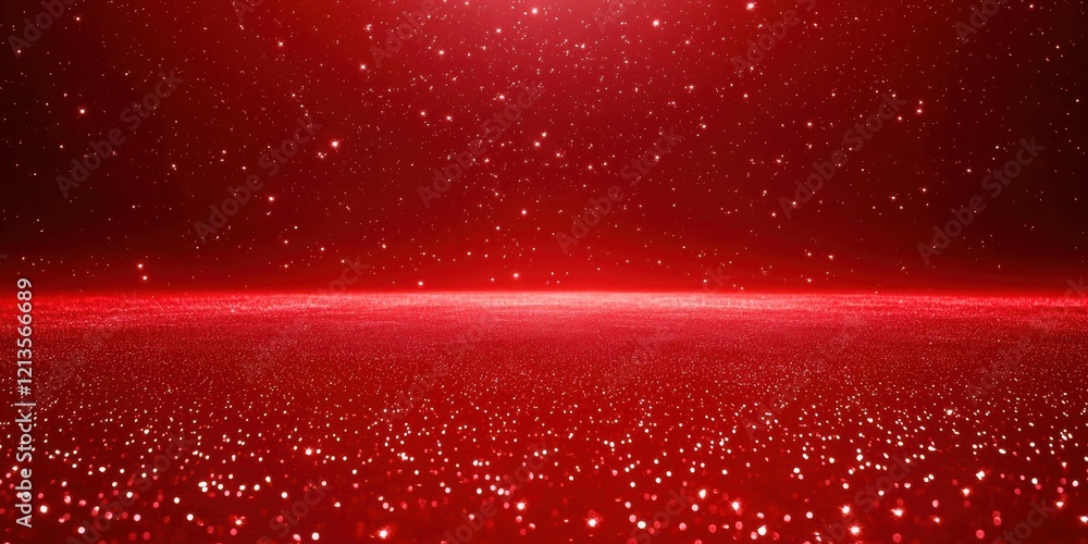 Poster red background with a lot of sparkles