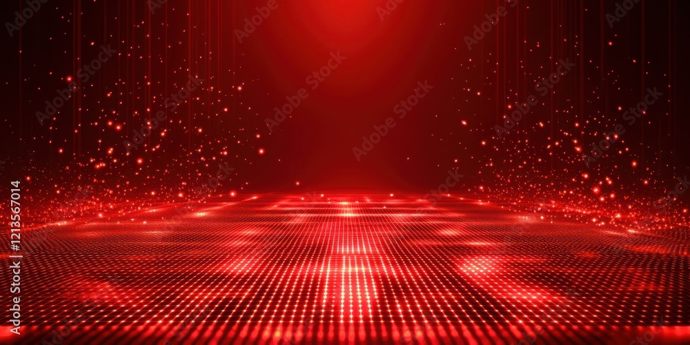 Poster Red background with a red floor