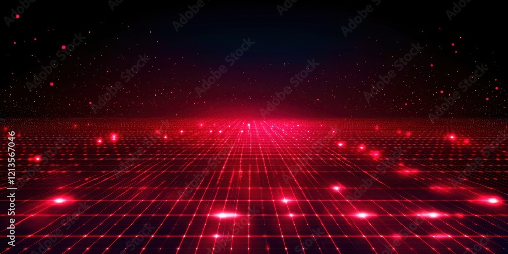 Poster Red background with a grid of red dots