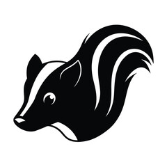 Skunk Head Silhouette Vector Art and Black Skunk Design Illustration