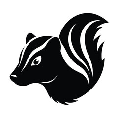 Skunk Head Silhouette Vector Art and Black Skunk Design Illustration