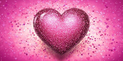 Fototapeta premium Pink heart with glitter on it