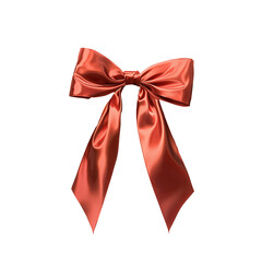 Elegant Red Satin Ribbon Bow Festive Gift Decoration tie silk wrap shiny party isolated on transparent or white background, png