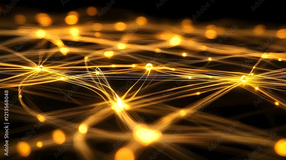 Poster glowing abstract pattern composed of interconnected lines and nodes symbolizing the dynamic flow of 