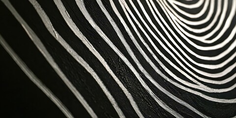 Black and white painting with white lines