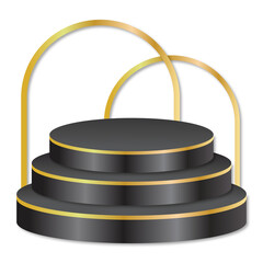 black and gold 3d podium transparent background