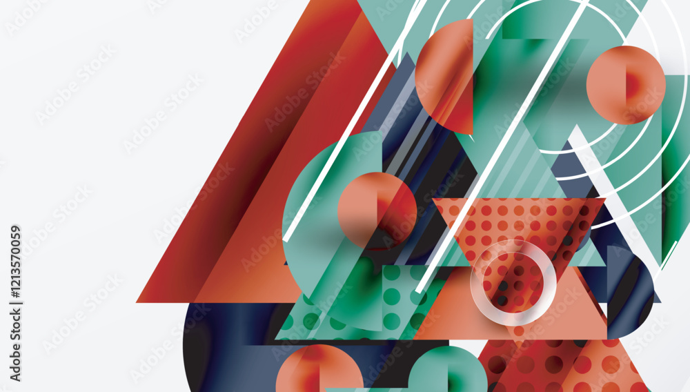 Poster modern geometric background - overlapping triangles with smooth gradients and semi-transparency