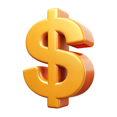 Obraz premium Dollar currency icon for business and economic. 3d rendering isolated on white background. Cartoon plastic style icon